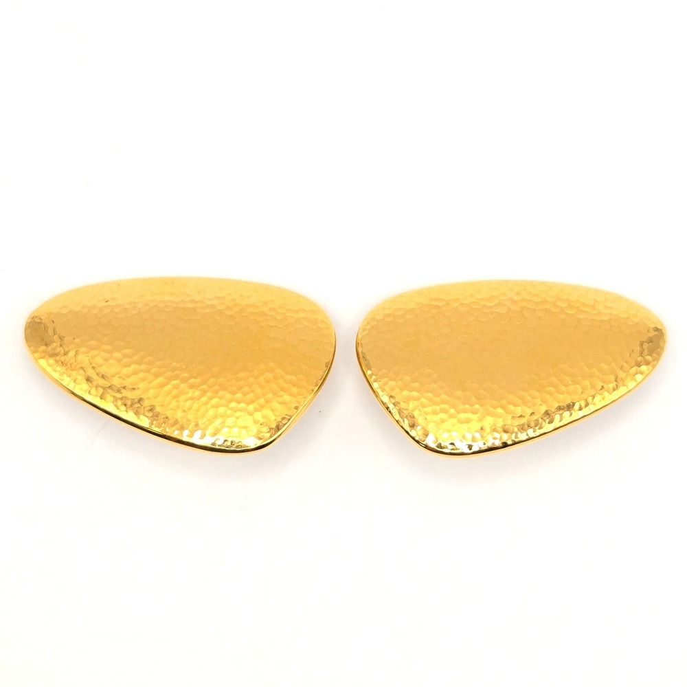 Monet Vintage Gold‎ Tone Hammered Statement Clip On Earrings Textured Geometric